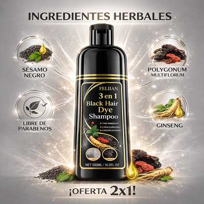 Shampoo Cubre Canas Negro 3 en 1 (500ml)-UNISEX