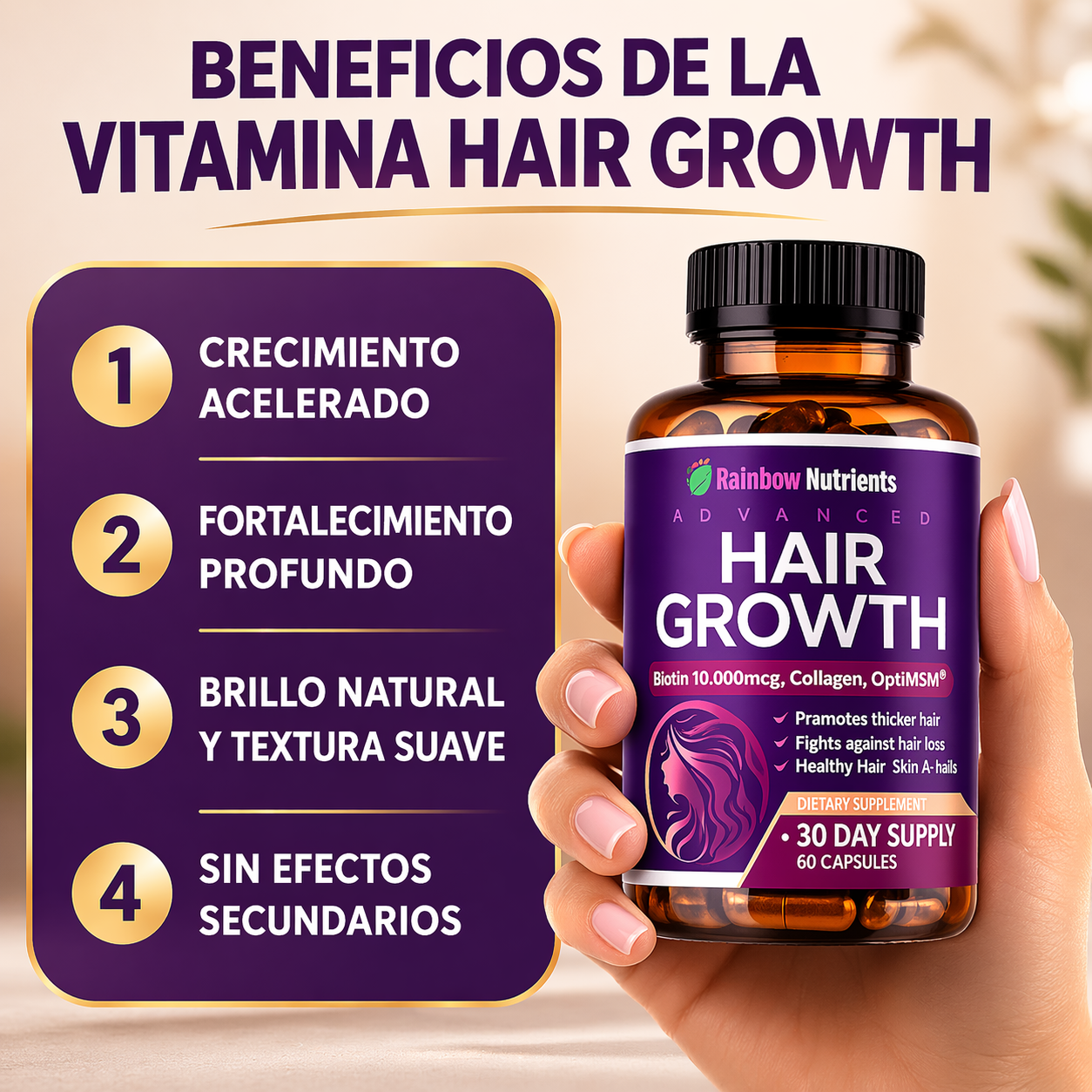 Vitaminas de Crecimiento de Cabello